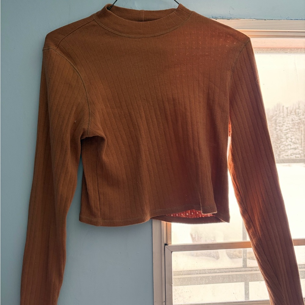 American Eagle Outfitters Ribbed Crop Top - Tan